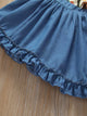 Toddler Girls Contrast Denim Floral Print Babydoll Dress