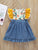 Toddler Girls Contrast Denim Floral Print Babydoll Dress