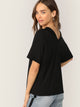 Asymmetrical Neck Letter Print Tee
