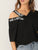 Asymmetrical Neck Letter Print Tee