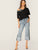 Asymmetrical Neck Letter Print Tee