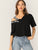 Asymmetrical Neck Letter Print Tee