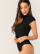 Open Front Mock-neck Bodysuit
