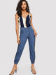 Double V Neck Color-block Cami Top