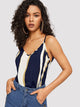 Double V Neck Color-block Cami Top