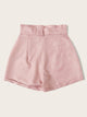 Button Front Belted Paperbag Shorts