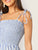 Two Tone Knot Shoulder Frill Smocked Striped Jumpsuit