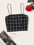 Grid Crop Cami Top