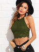 Scallop Laser Cut Suede Halter Top