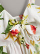 Floral Print Tie Front Shirred Back Cami Top