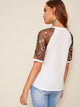 Embroidery Mesh Sleeve Top