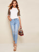 Embroidery Mesh Sleeve Top