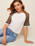 Embroidery Mesh Sleeve Top