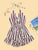 Drawstring Waist Striped Romper