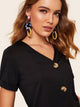V-neck Button Front Tee