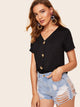 V-neck Button Front Tee