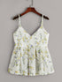 Floral Print Pleated Cami Top
