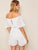 Off Shoulder Knot Contrast Lace Romper