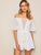 Off Shoulder Knot Contrast Lace Romper