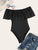 Off The Shoulder Laser Cut Ruffle Trim Bodysuit