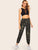 Pocket Patched Elastic Hem Camo Pants With Chain