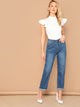 Mock Neck Ruffle Armhole Slim Fitted Bodysuit