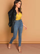 Plunging Neck Cross Wrap Cami Bodysuit