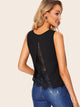 Solid Split Back Lace Insert Tank Top