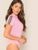 Mock-neck Checked Print Sleeve Fitted Bodysuit