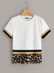 Color Block Leopard Print Tee