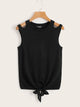 Knot Front Cut Out Shoulder Top