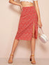 Ditsy Floral Print Slit Hem Button Front Skirt