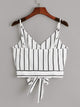 Striped Button Front Knot Hem Cami Top