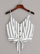 Striped Button Front Knot Hem Cami Top