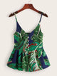 Tropical Print Button Front Cami Top