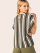 Keyhole Back Colorblock Striped Top