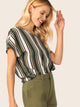 Keyhole Back Colorblock Striped Top