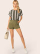 Keyhole Back Colorblock Striped Top