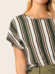 Keyhole Back Colorblock Striped Top