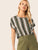 Keyhole Back Colorblock Striped Top