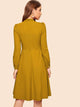 Keyhole Neck Covered Button Detail Dress