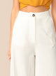 Button Front Wide Leg Crinkle Pants