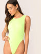 Solid Low Side High Cut Skinny Bodysuit