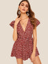 Plunging Neck Ditsy Floral Wrap Romper