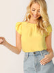 Gathered Neck Buttoned Keyhole Back Blouse