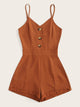 Button Front Solid Cami Playsuit
