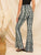 Snakeskin Print Flare Leg Pants