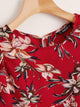 Allover Botanical Print Ruffle Trim Top