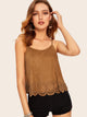 Scallop Edge Laser Cut Suede Cami Top