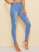 Ripped Light Bleach Dye Skinny Jeans